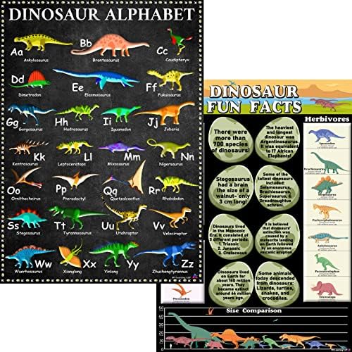 Tabela abecede dinosaurusa i zabavne činjenice laminirani Posteri 14x19.5 - obrazovne karte, posteri i ukrasi u učionici, pribor za