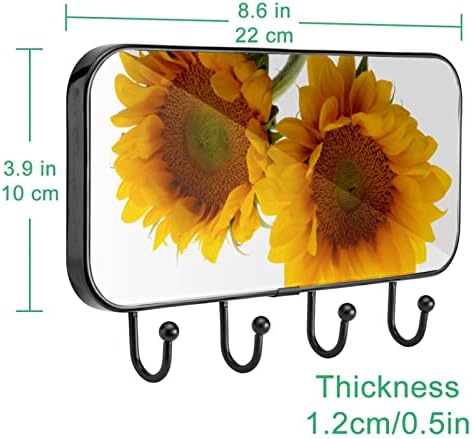 Helianthus Sunflower cvjetni kaput nosač zida, ulazni nosač kaputa sa 4 kuka za kaput kaputi za ručnik torbica haljina kupaonica ulaznica