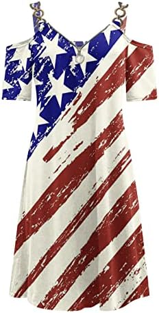 Ženska američka zastava vrhova 4. jula, kratkih rukava / kratkih rukava kratka majica, majica casual dan neovisnosti Patriotični tinejdžeri