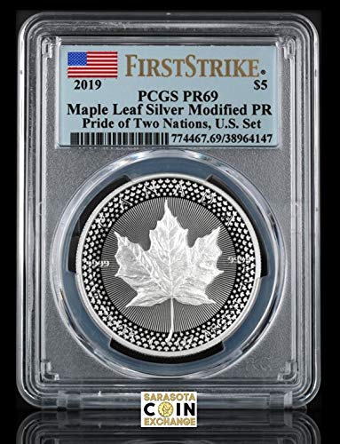 2019 Ponos od dva naroda Postavljen srebrni kanadski javorovski list PCG Plok Prvo USPET US $ 5 PR69 PCGS