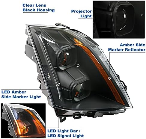 ZMAUTOPARTS LED preklopni signalni projektor farovi Crni w / 6 bijeli DRL kompatibilni sa Cadillac CTS 2008-2014