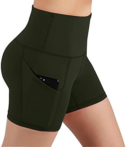 DSODAN plijenske kratke hlače za žene visoke struk joga hlače Ženska temmska kontrola trening trčanje trbuh kratkih hlača s džepovima