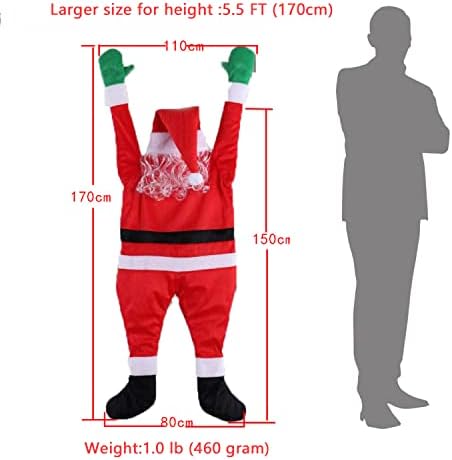 5,5 ft Veliki viseći Božićne dekorače Santa Claus, 66.6 '' božićni ukrasi viseći Santa Božićni ukras iz oluknog krova na otvorenom