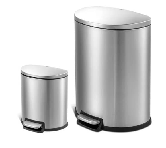 Trayko 13.2 i 1,6 galona kanta za smeće Kombina, D-oblik Korak na kuhinji i kupaonicu Kantu za smeće, nehrđajući čelik