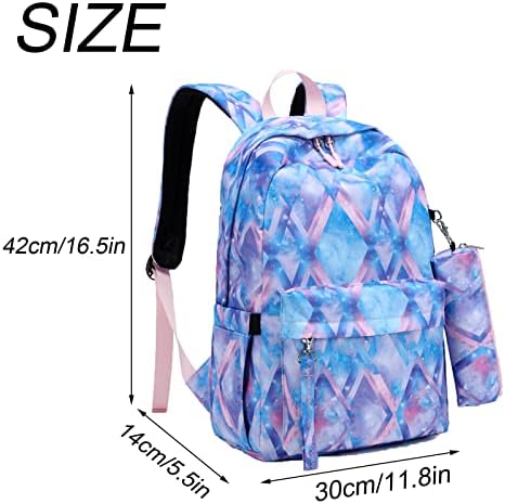 Zhierna Kids ruksak za djevojke Teen, 3pcs set Slatka osnovna školska torba, 15.6in laptop dnevne torbe sa USB portom za punjenje