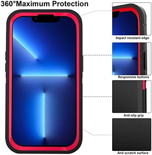 Bypabox za iPhone 13 Pro Max Case sa 2 zaslona Zaštita od kaljenog stakla i 2 zaštitnika za zaštitu od pune zaštite, teška zaštita
