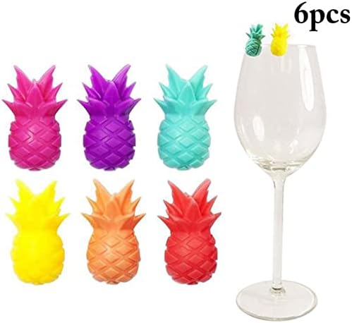 6 komada Wine Glass Charms markeri za piće slatki ananas Glass identifikatori Silikonski ananas vino stakleni Marker za čaše pivske