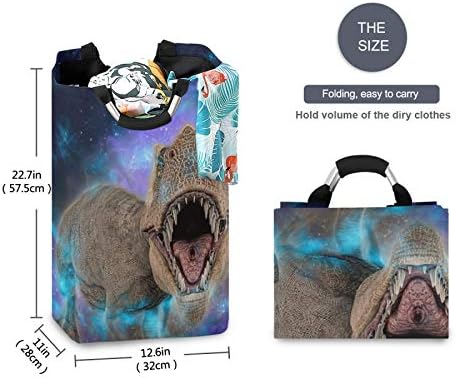 ALAZA velika korpa za veš 3D T Rex Dinosaurus Galaxy Starry Night Sky torba za veš korpa sklopiva Oksfordska tkanina elegantna kanta