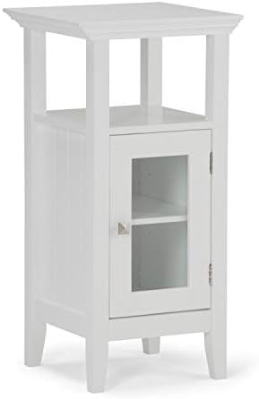 SIMPLIHOME Acadian 30 inch H x 15 inch W podni ormar za kupatilo u čisto beloj boji sa pretincem za odlaganje i 1 policom, za kupatilo,