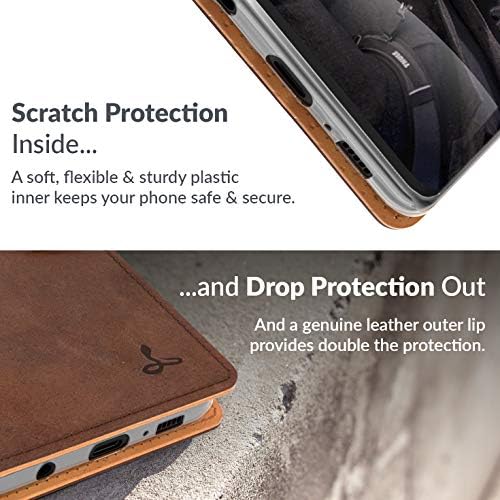 Snakehive Galaxy S10 Plus Vintage Wallet | / torbica za telefon od prave kože / / prava koža sa postoljem za gledanje & 3 držač kartice
