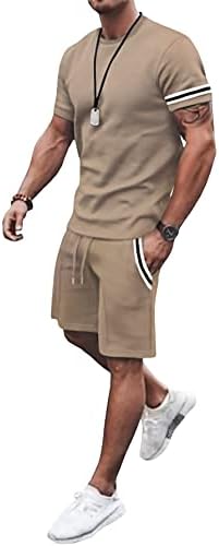 Gorglitter Muškarci 2 komada trenerka kratkih rukava Ležerne prilike ljetne hlače sa džepovima sa džepovima