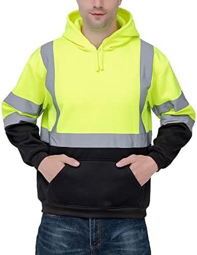 Oplerai visoka vidljivost dukserica sigurnosna kapuljača pulover sa crnim dnom za muškarce