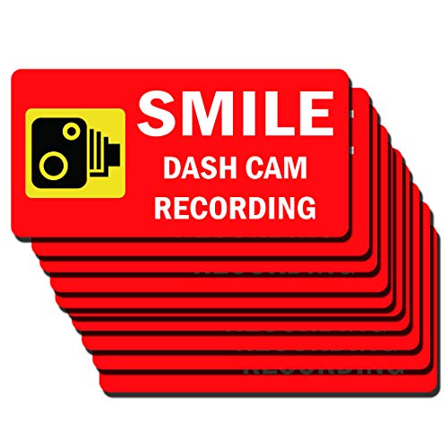 10 Podesite znakove upozorenja Smile Dash Cam Snimanje naljepnice Statički začepljeni naljepnica unutar automobila 2,5 x 5 inča