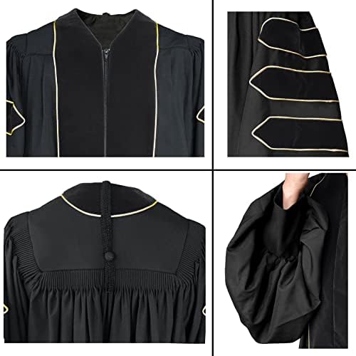 Herrenbek Unisex Deluxe doktorska diplomska haljina sa zlatnim cjevovodima i baršunom