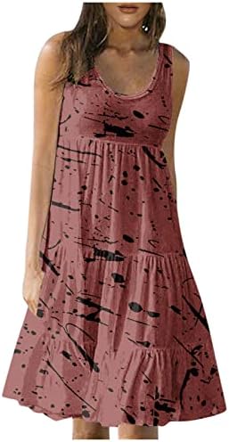Haljine za žene 2023 seksi, ženska modna casual ljetna cvjetna print plaža suknja Crewneck haljina bez rukava