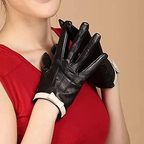 N / A zimske dame sa rukavicama za prste ženski luk tople kožne rukavice ženske rukavice za vožnju