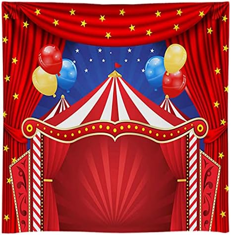 Funnytree Big Top Circus Tema Party Pozadina Karneval Karusel Crveni Šator Baby Tuš Rođendan Fotografija Pozadina Cartoon Zavjese
