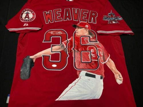 Jered Weaver potpisao ručno oslikane anđele all-star Cool Base Baseball Jersey PSA - autogramirani MLB dresovi