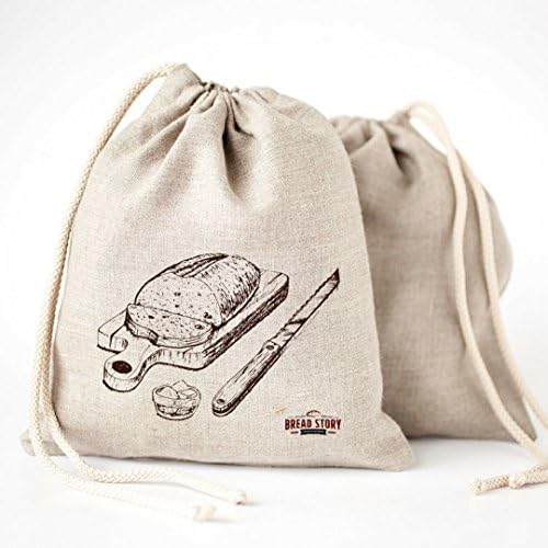 Platnene vrećice za hljeb - 2 pakovanja 11 x 15 Specijalni umjetnički dizajn prirodno Nebijeljeno platneno skladište hrane za višekratnu
