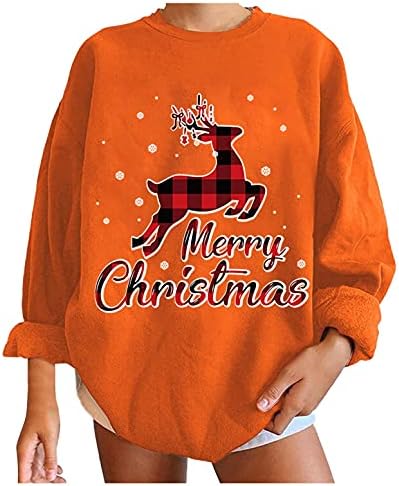 Xmas dukserica za žene ružna božićna posadna policajca pulover snježne pahuljice Džemper za ispis labavi smiješni praznici