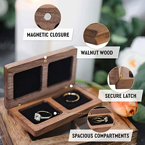 Prazoli Ring Box za svadbenu ceremoniju - Drvena kutija za nosioce prstena vjenčana oprema , duple prstenaste kutije za dva prstena,